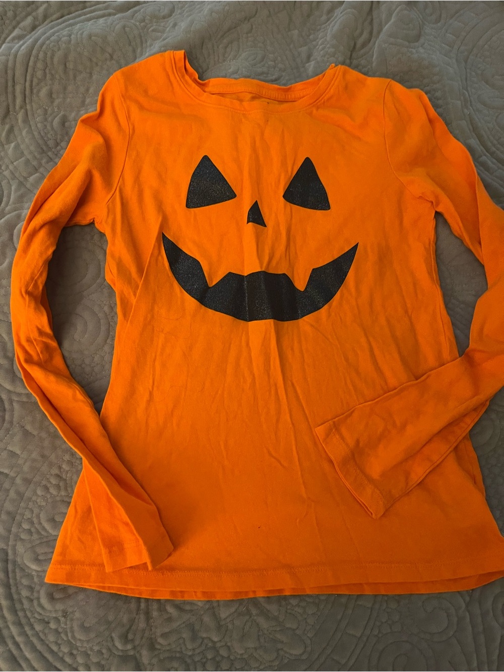 GAP Halloween Orange Long-Sleeve Pumpkin Face Tee